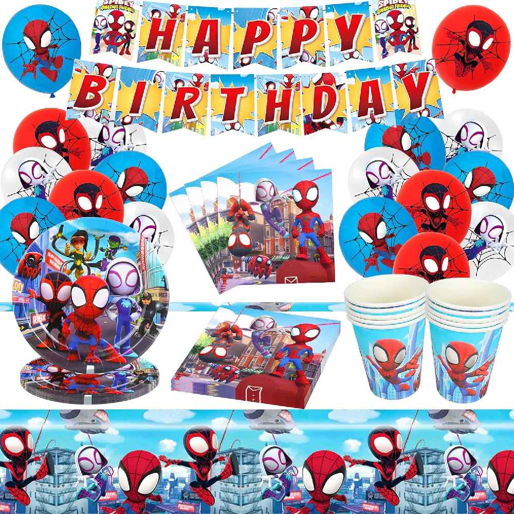MEGAFFARI - GUBOOM Spiderman Stoviglie per Compleanno, 60PCS