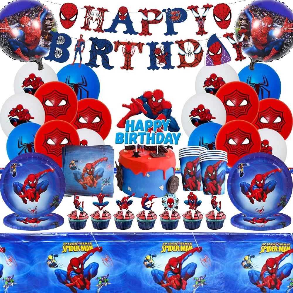 Kit Compleanno Spiderman, 87Pcs Spiderman 