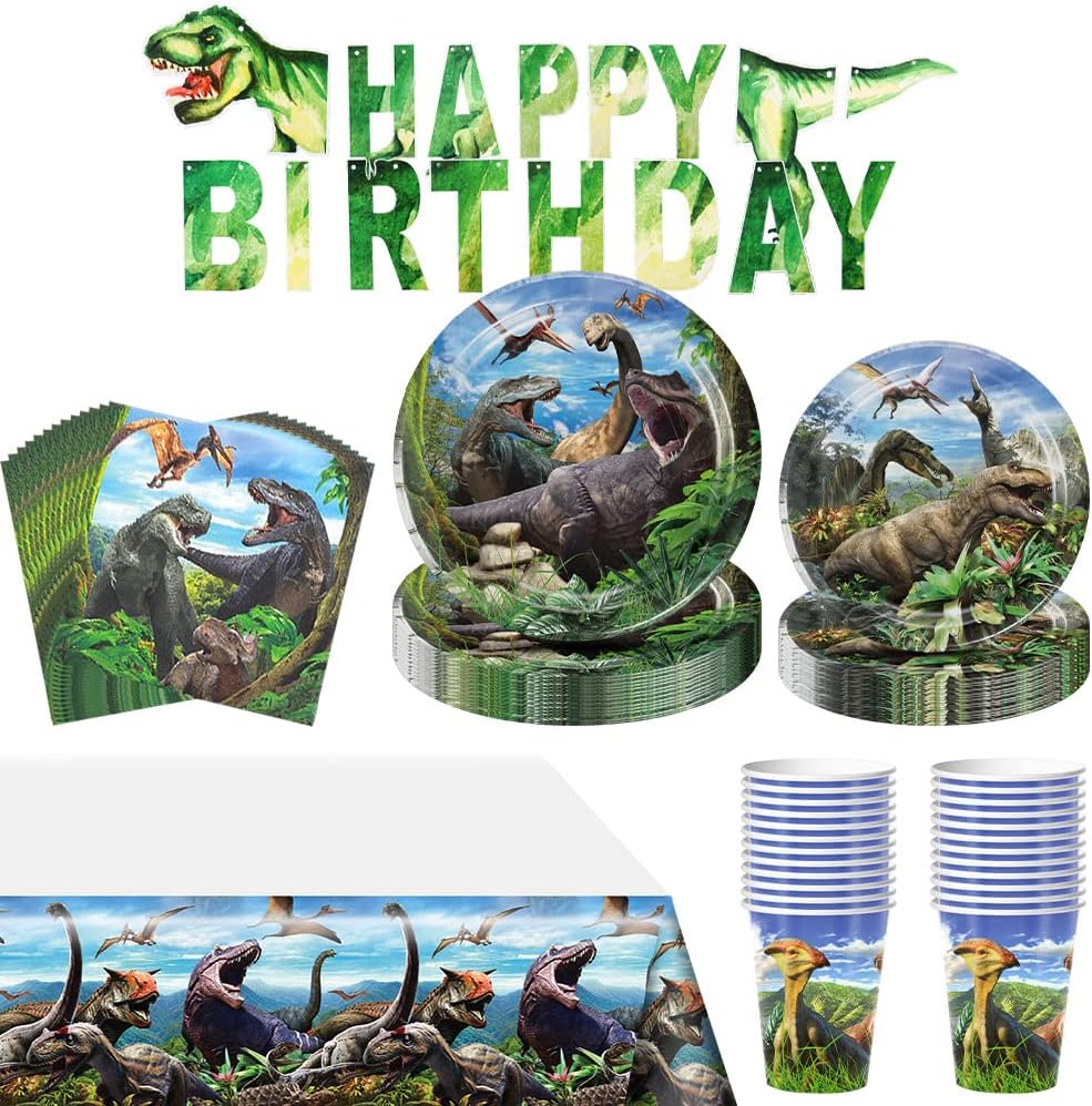 Amycute 82 Pcs Piatti Festa Compleanno Dinosauri